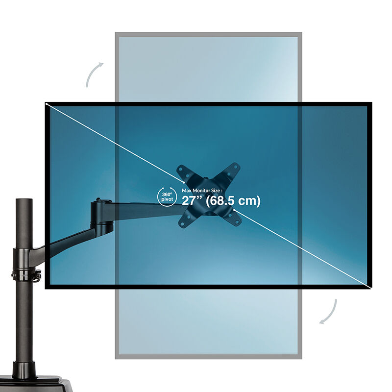 Dual-Monitor Arm 180° Black can hold 27 inch monitors image number null