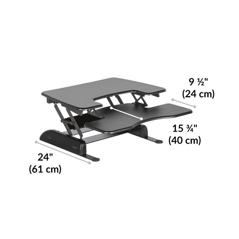 VariDesk® Pro Plus™ 30 Black base is 24 inches deep image number null