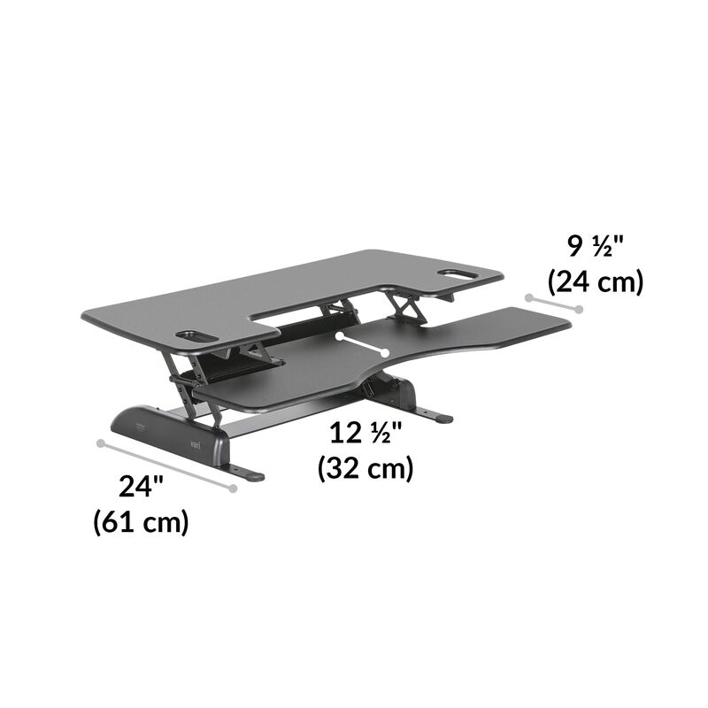 VariDesk® Pro Plus™ 48 Black base is 24 inches deep image number null