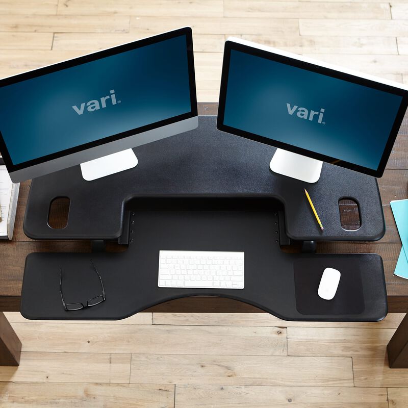 Overhead view of VariDesk® Pro Plus™ 48 Black in office image number null