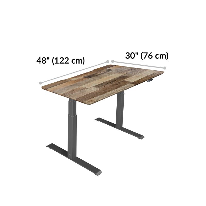 Electric Standing Desk 48x30 Reclaimed Wood is 30 inches deep and 48 inches wide image number null