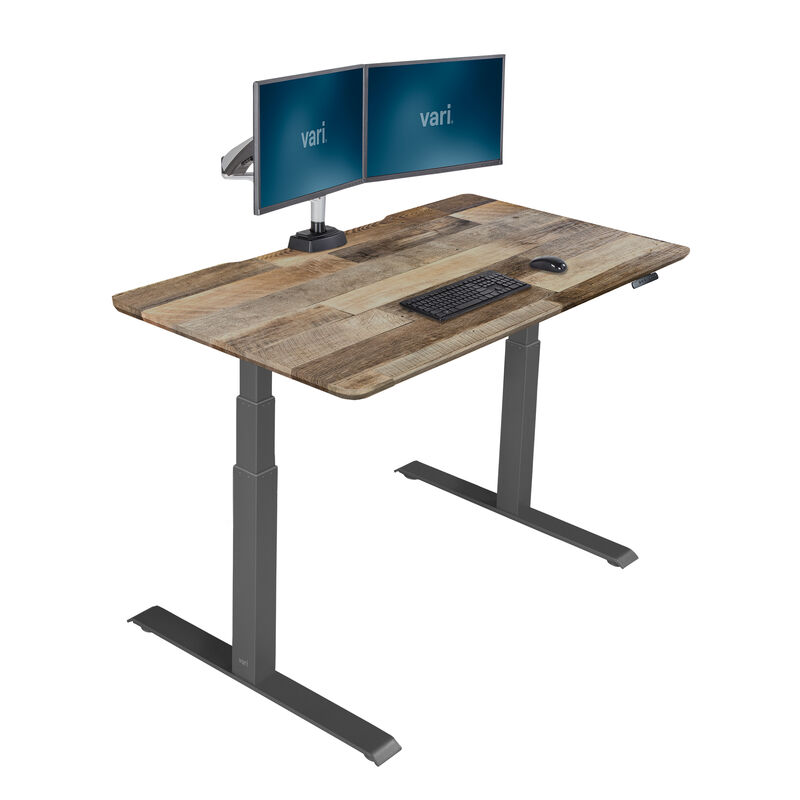 Electric Standing Desk 60x30 Reclaimed Wood in raised position image number null