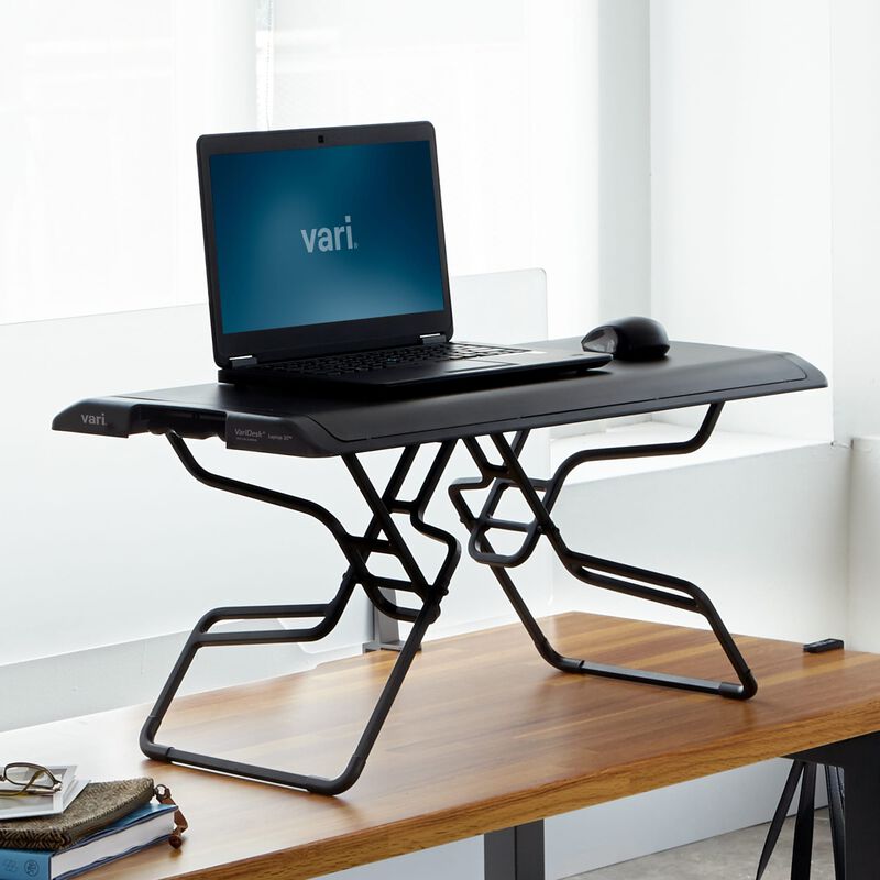 VariDesk® Laptop 30™ Black in raised position at office image number null