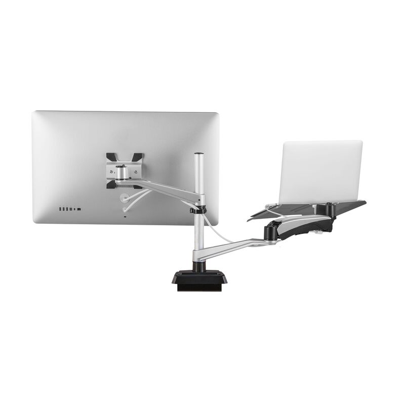 Monitor Arm + Laptop Stand with one monitor and laptop on white background image number null