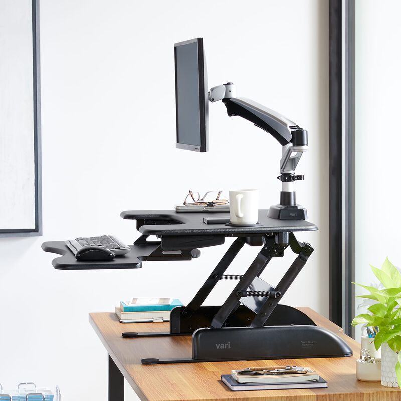 Single-Monitor Arm mounted to Varidesk sit-stand converter with monitor image number null